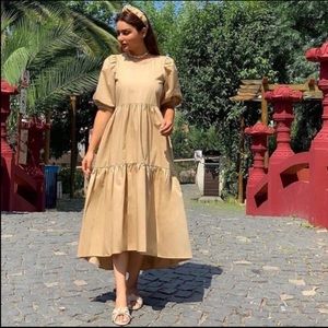 NWT ZARA tan midi dress. Bloggers favorite.